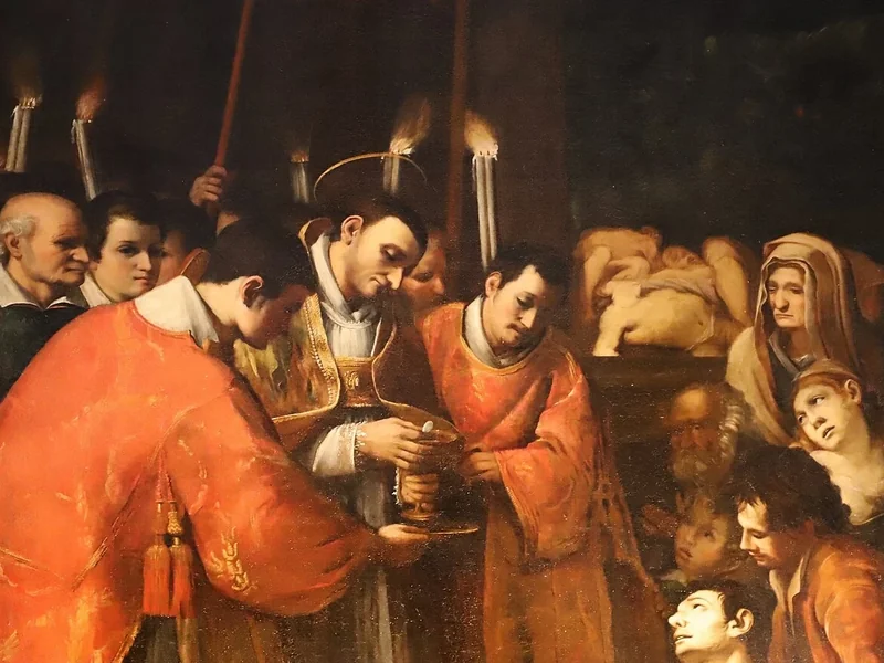 1574-Baccio Ciarpi - San Carlo Borromeo dà la comunione agli appestati - dettaglio